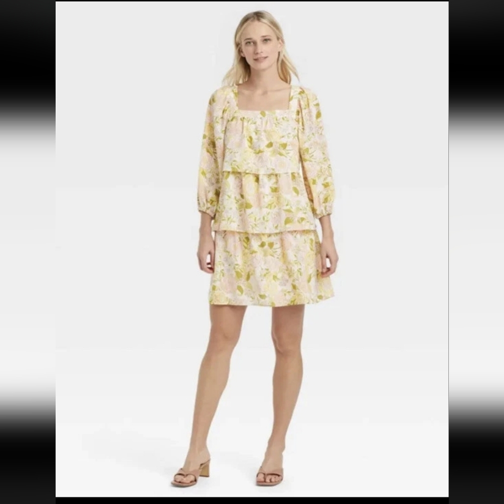 Floral Layered Dress with Long Sleeves